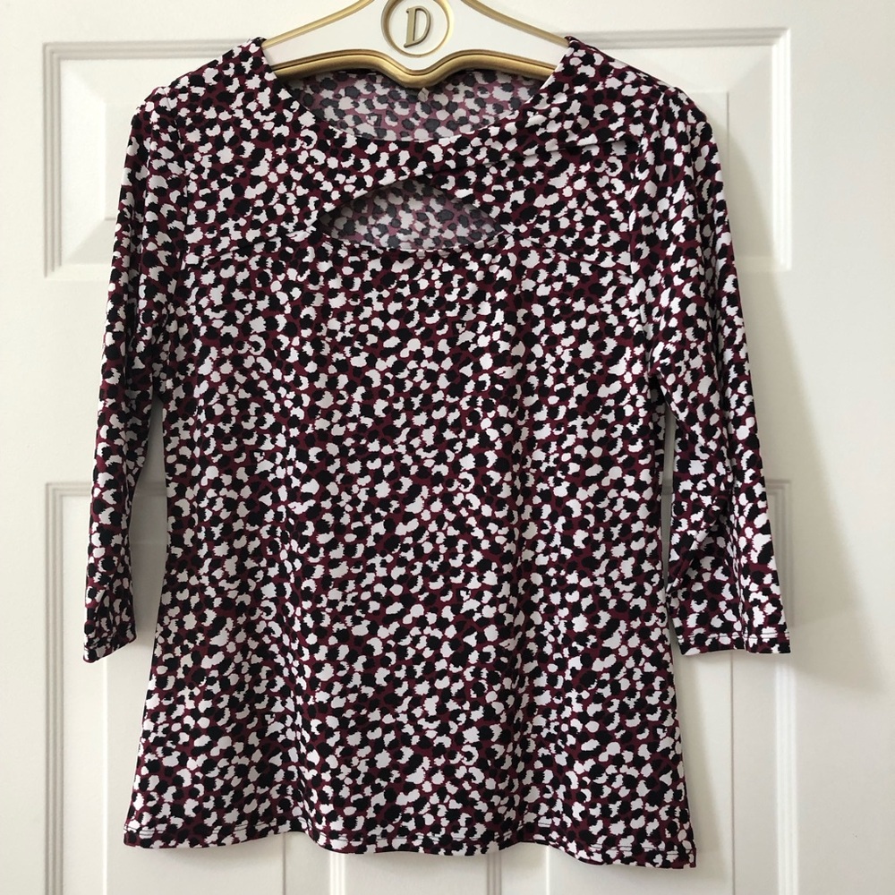 Vince Camilo Confetti Print Top w/Front Oblong Key Opening - Size L